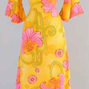 Vintage 60s Two Potato Laguna Pineapple Hawaiian Beach Dress Women's Size Medium